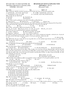Đề khảo sát chất lượng đầu năm môn hóa - Lớp 12 thời gian 45 phút trường THPT dân tộc nội trú Ntrang Lơng